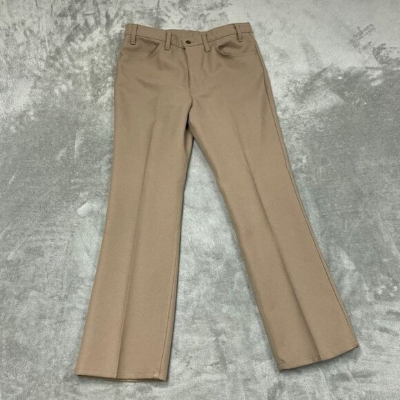 Vintage Levis Action Slacks Brown Polyester Trousers W36 L31 USA-Made a0183 - Picture 1 of 10